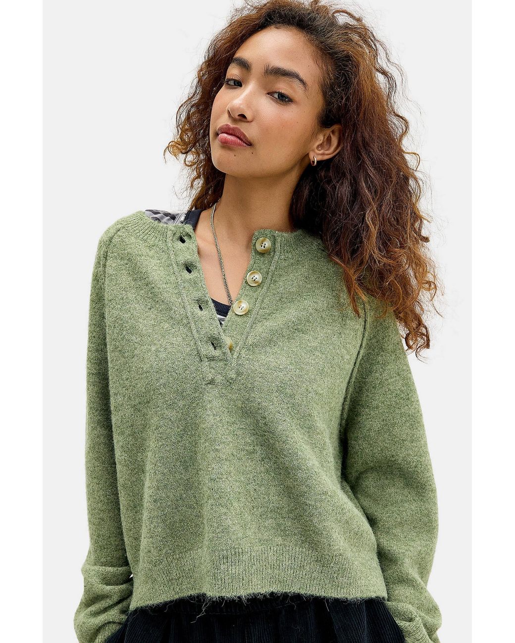 BDG Green Henley Jumper