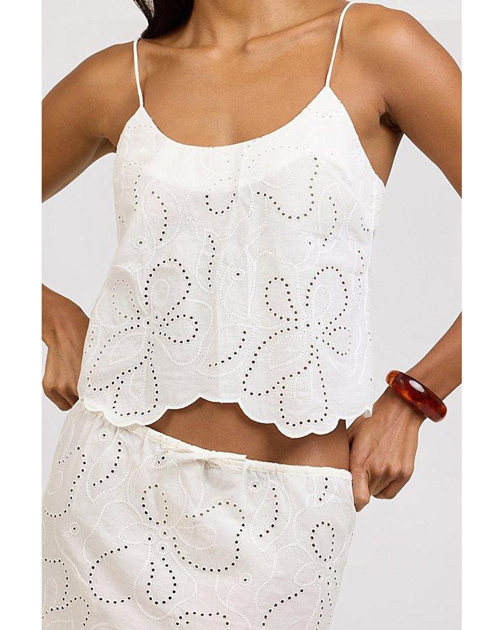 Onia White Scallop Cami