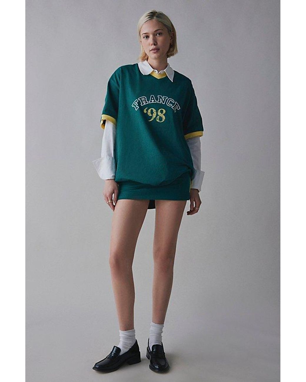 Urban Outfitters 1998 France Oversized V-Neck Jersey Tee in