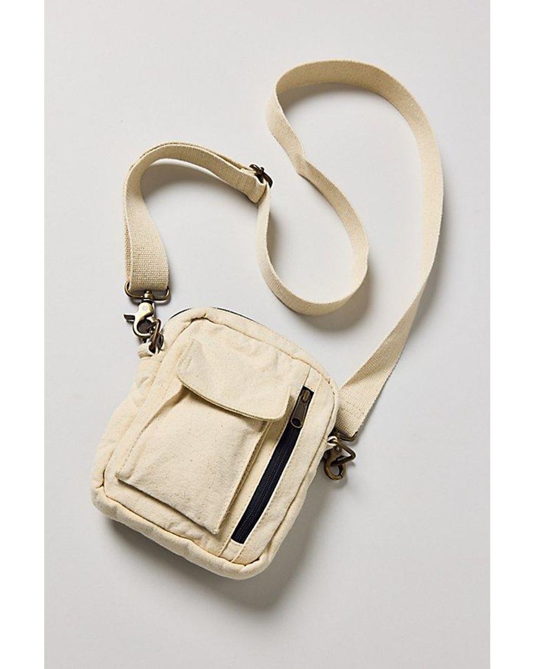 Urban Outfitters Mike Mini Canvas Crossbody Pouch in Natural