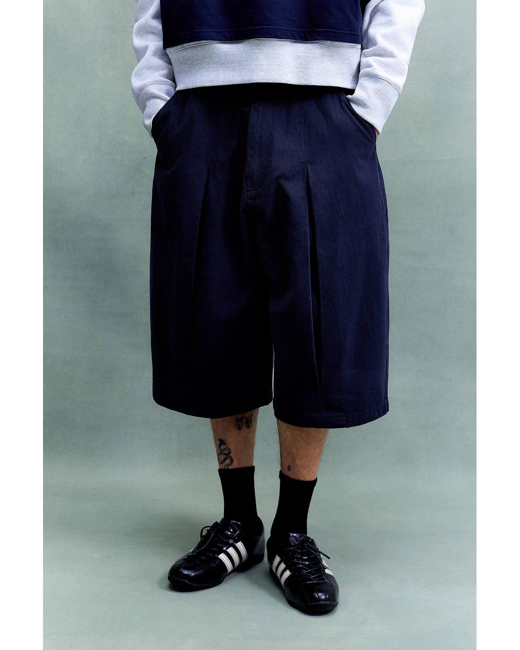ANGLAN Blue Navy Balloon Pant Shorts for men