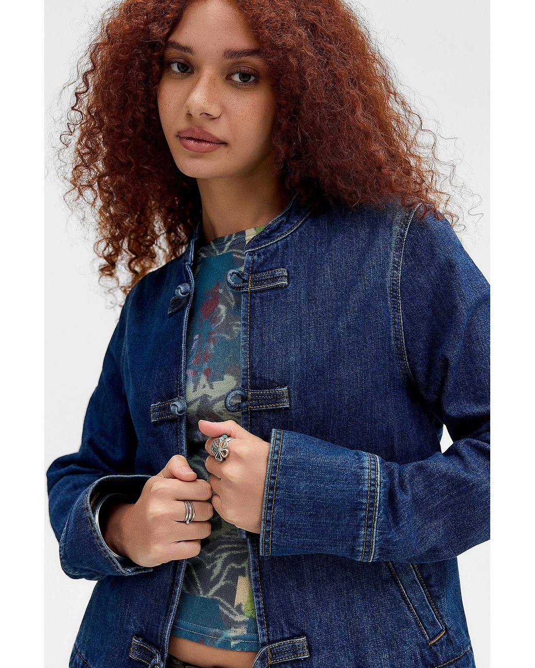 Urban Outfitters Blue Bdg Alma Denim Frogging Jacket