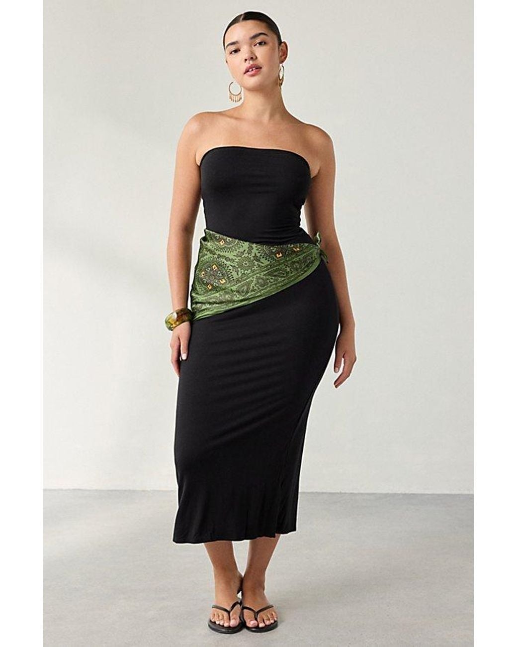 Urban Outfitters Uo Nora Jersey Knit Tube Midi Dress in Black | Lyst