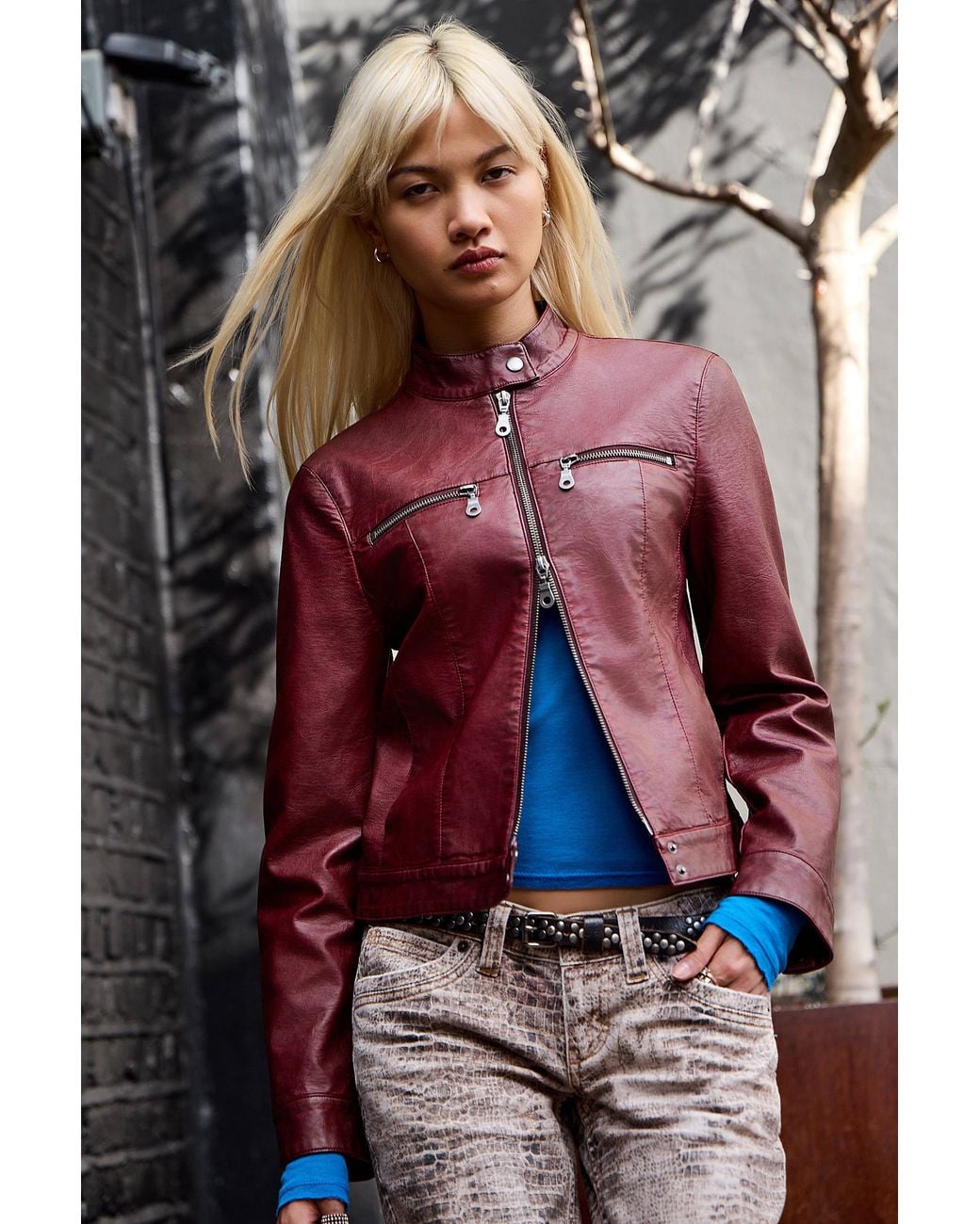 Silence + Noise Multicolor Silence + Noise Alexis Moto Faux Leather Jacket