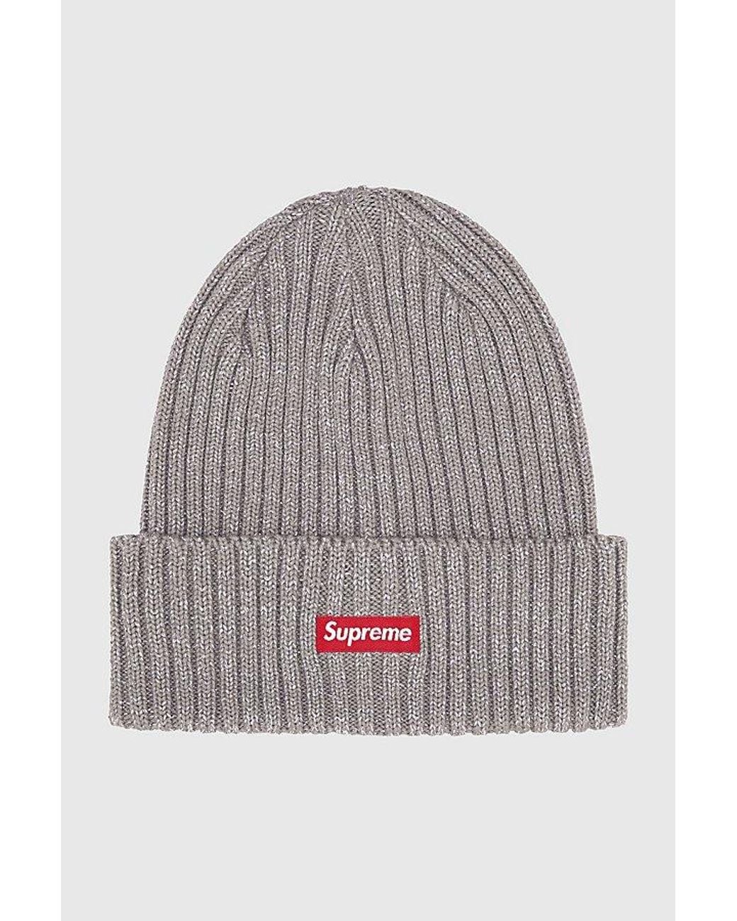 Supreme Gray Overdyed Beanie Ss25 for men