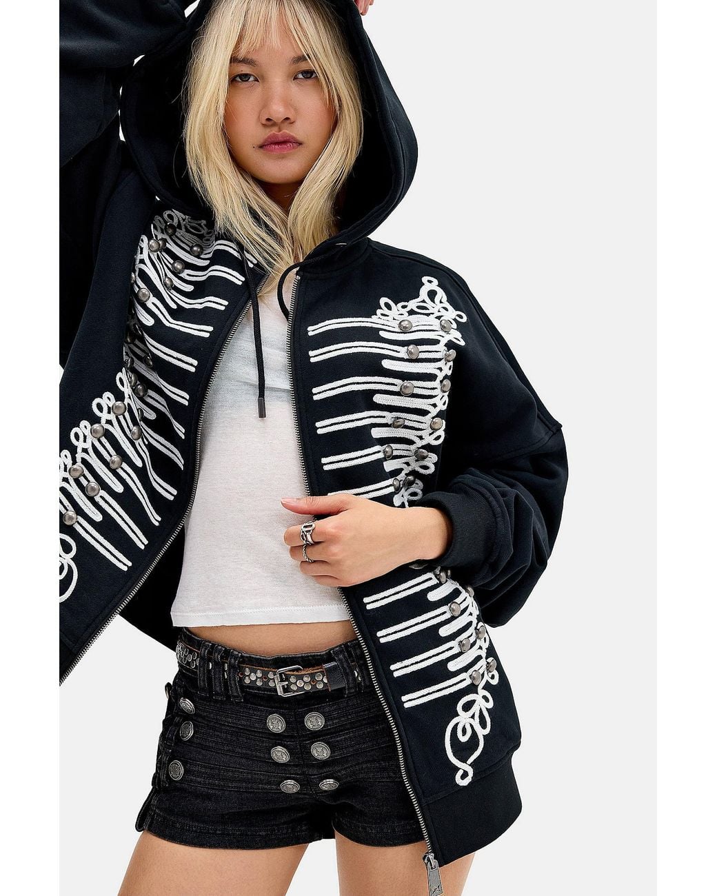 Minga Blue Black Libertine Zip-through Hoodie