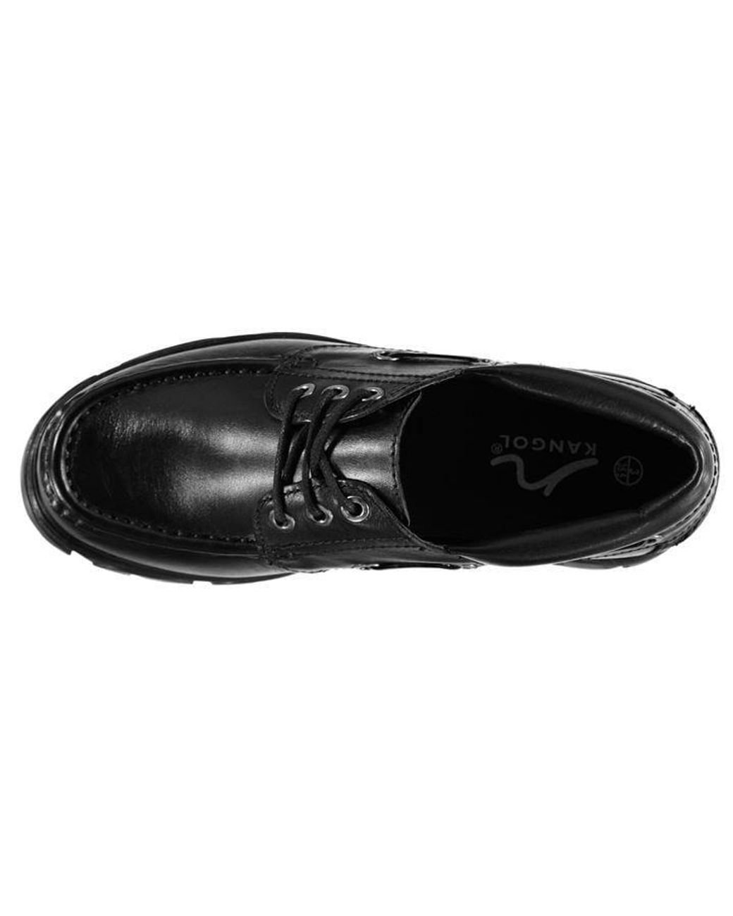 KANGOL WALTHAM MID MOC KIDS//JUNIOR LEATHER LACE SCHOOL SHOES BOOTS BLACK NEW