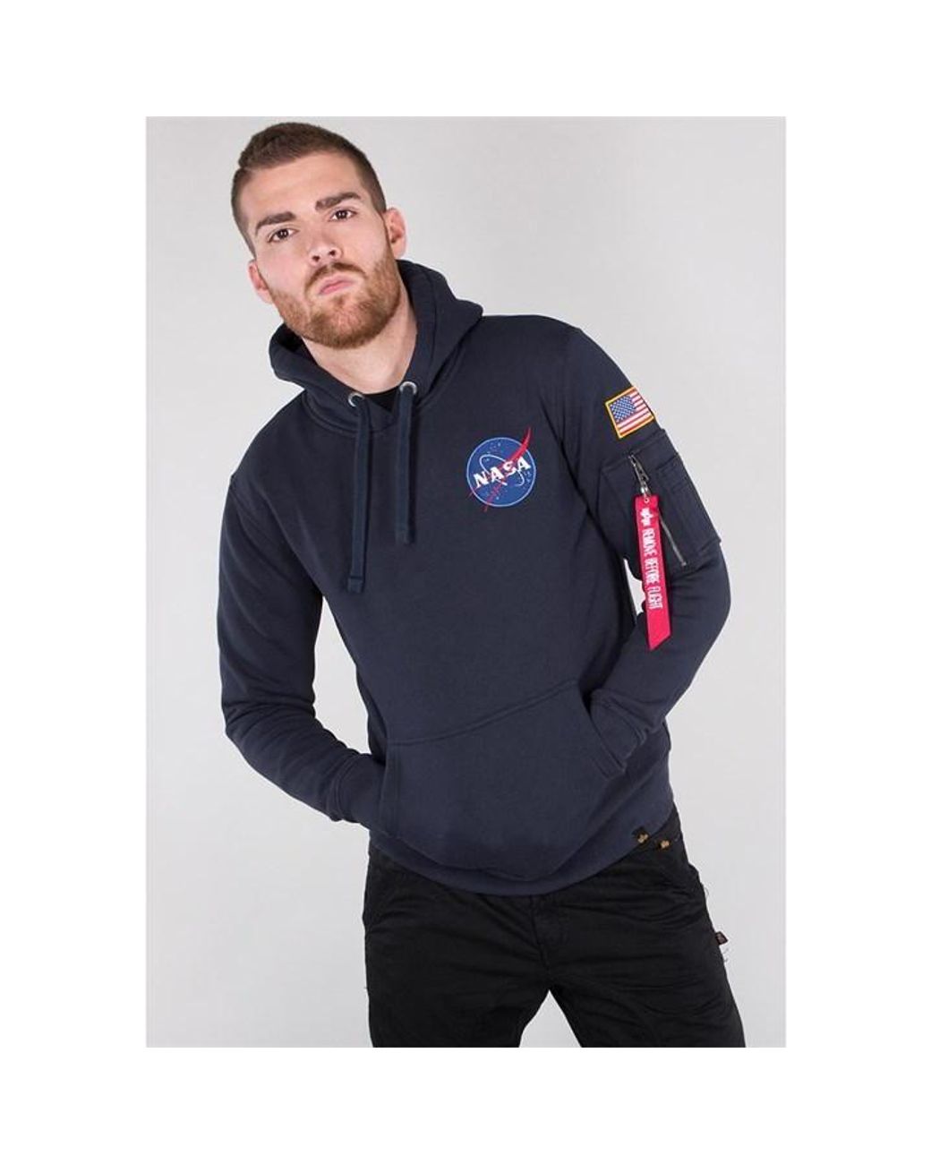 Alpha Industries Hooded Sweatshirt in Blue for Men | Lyst UK
