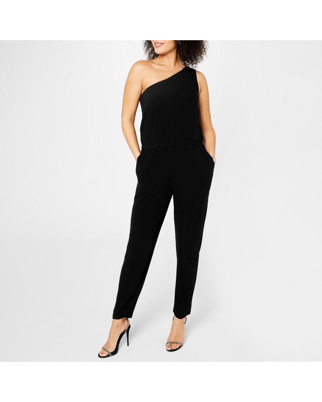 DKNY Shoulder Jumpsuit in Black Lyst UK