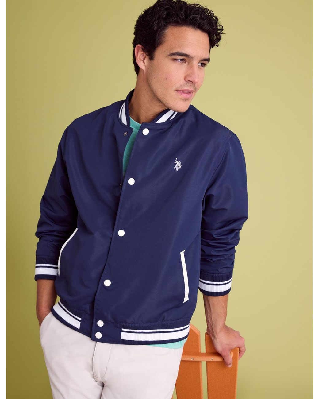 U.S. POLO ASSN. Blue Baseball Jacket for men