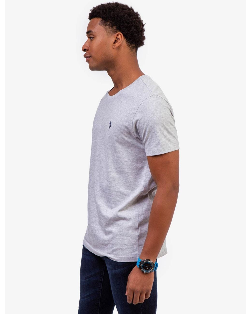 U.S. POLO ASSN. Blue Solid Crew Neck T-Shirt for men