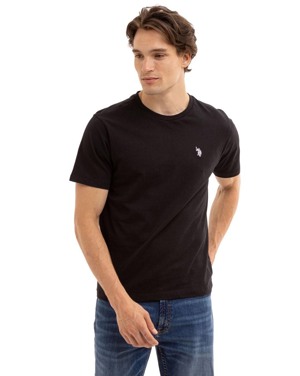 U.S. POLO ASSN. Blue Solid Crew Neck T-Shirt for men