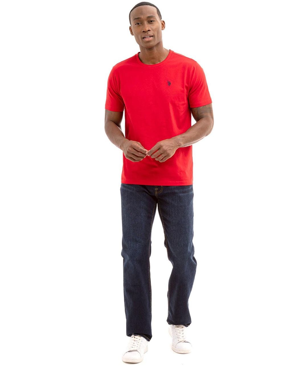 U.S. POLO ASSN. Blue Solid Crew Neck T-Shirt for men