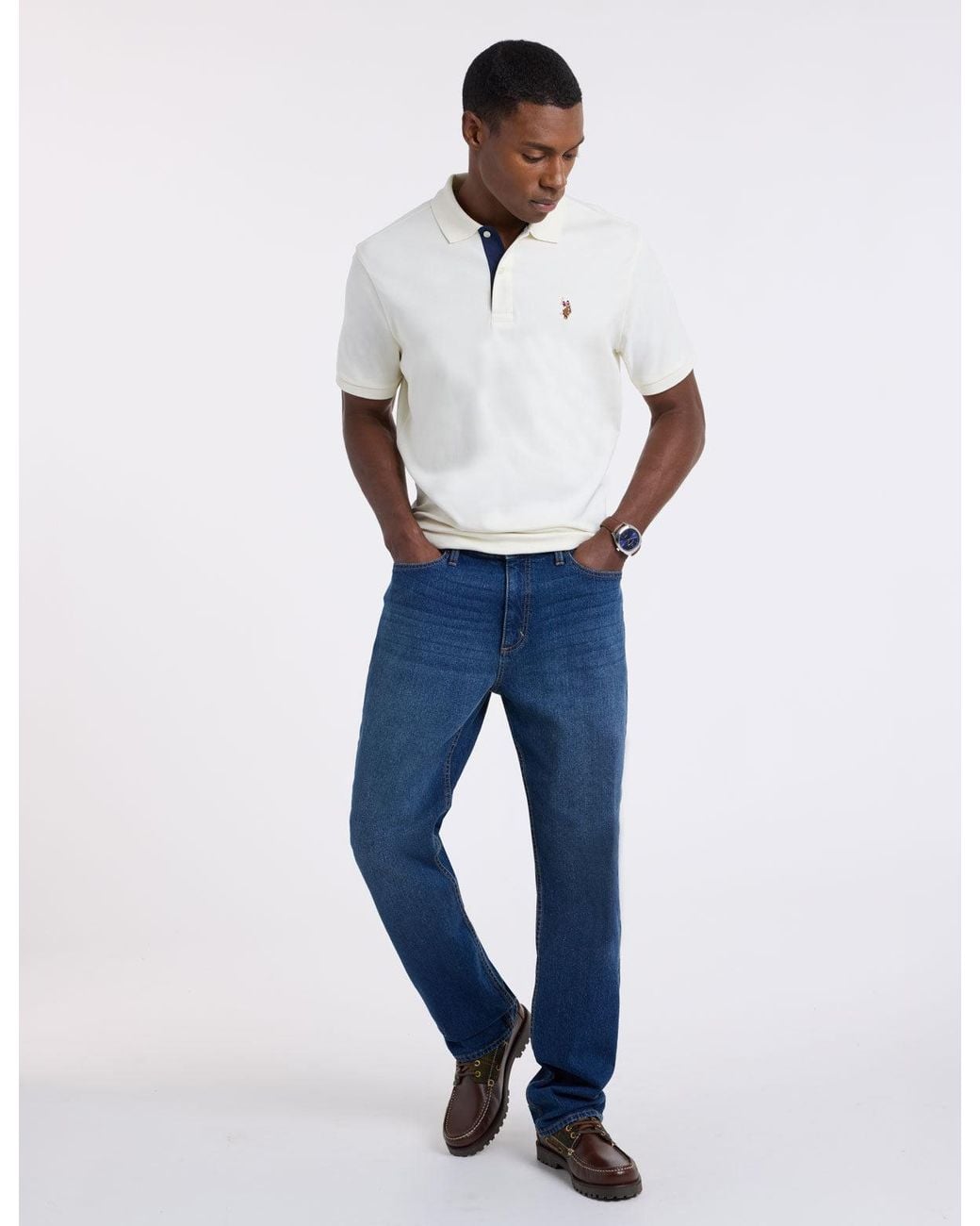Multi Color Shirt U.S. POLO ASSN. Multi Color Logo Interlock Polo Shirt in White for Men ...