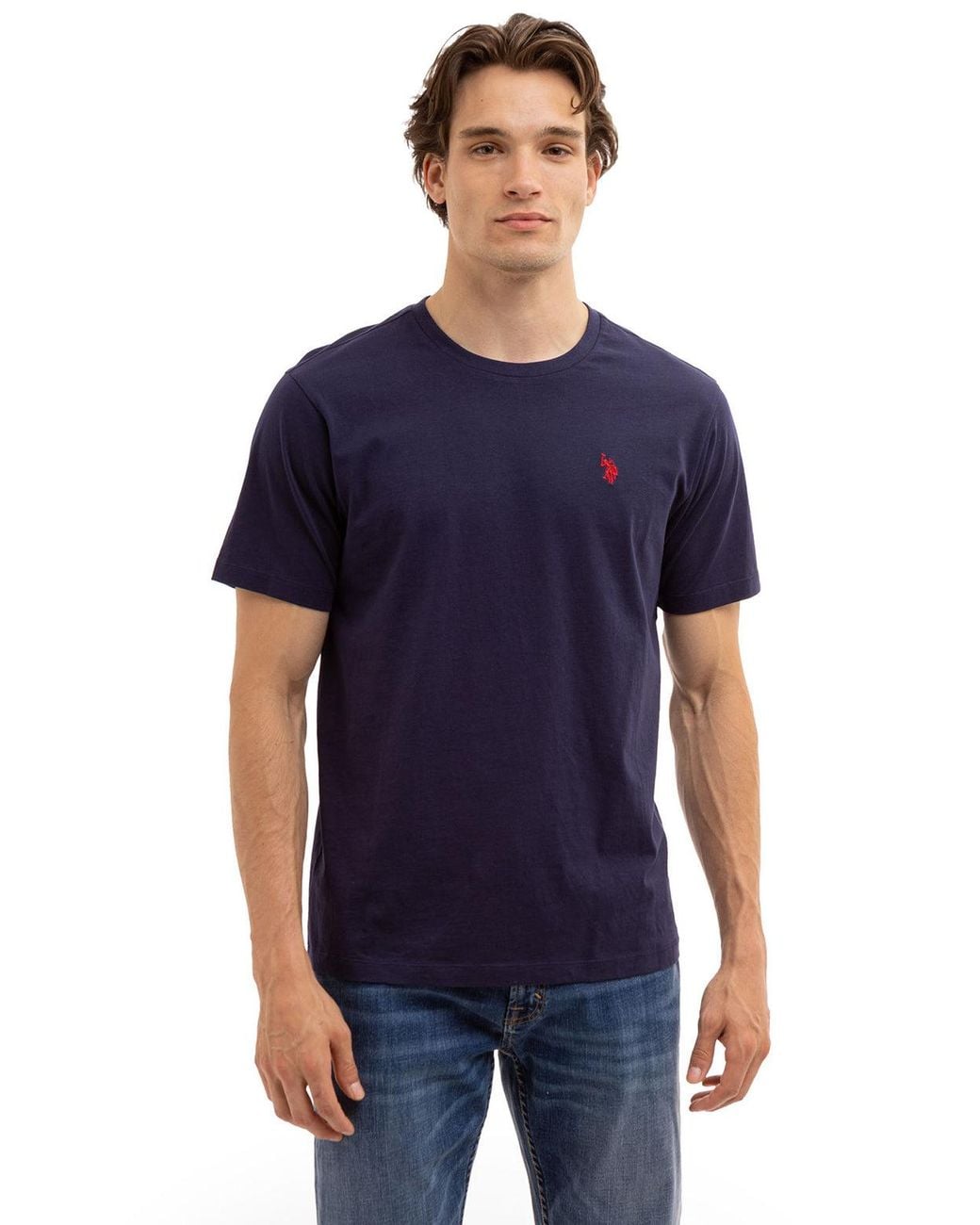 U.S. POLO ASSN. Blue Solid Crew Neck T-Shirt for men