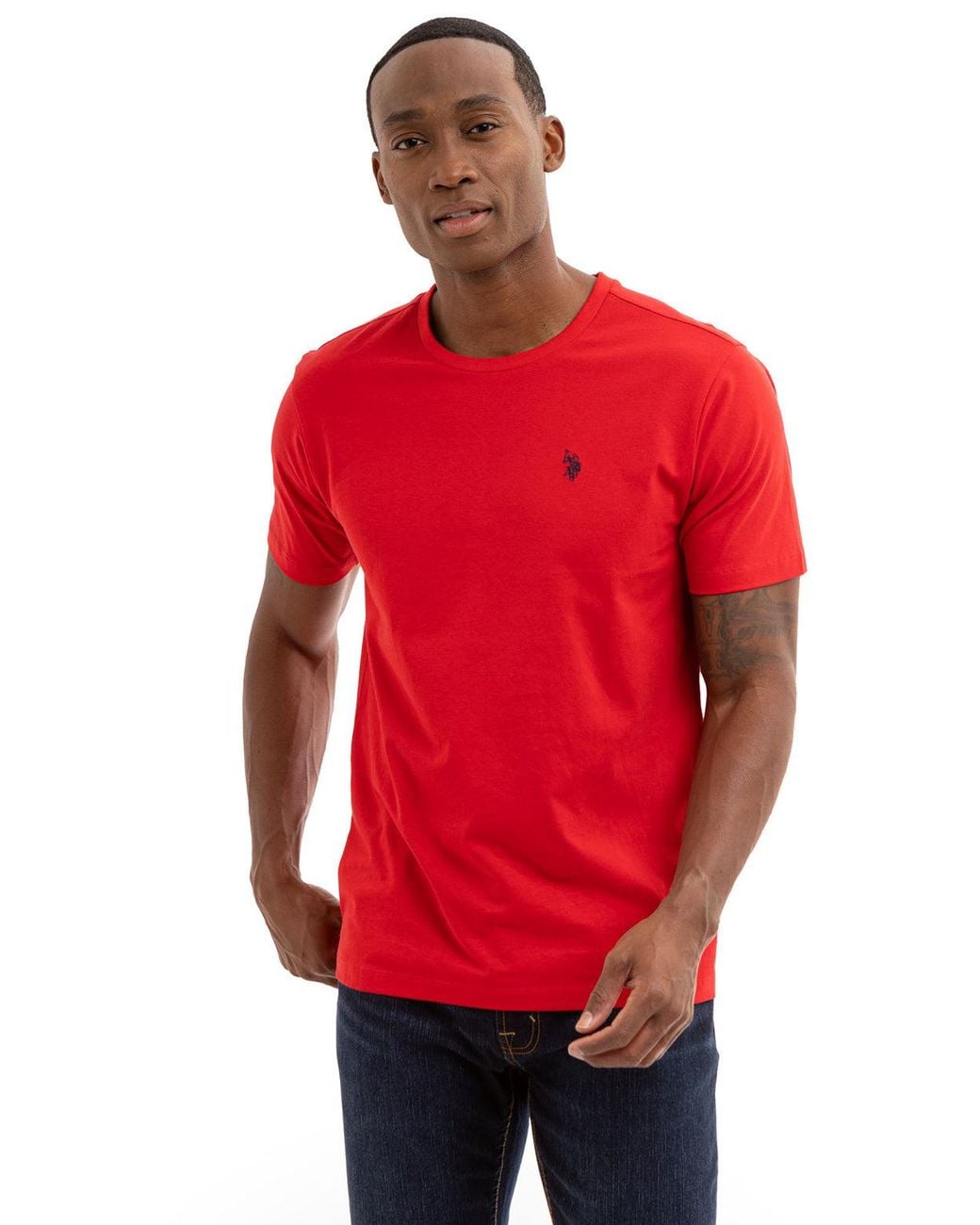 U.S. POLO ASSN. Blue Solid Crew Neck T-Shirt for men