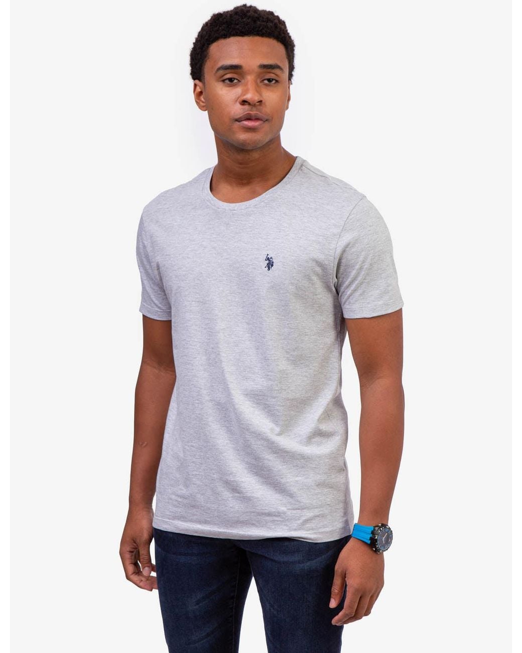 U.S. POLO ASSN. Blue Solid Crew Neck T-Shirt for men
