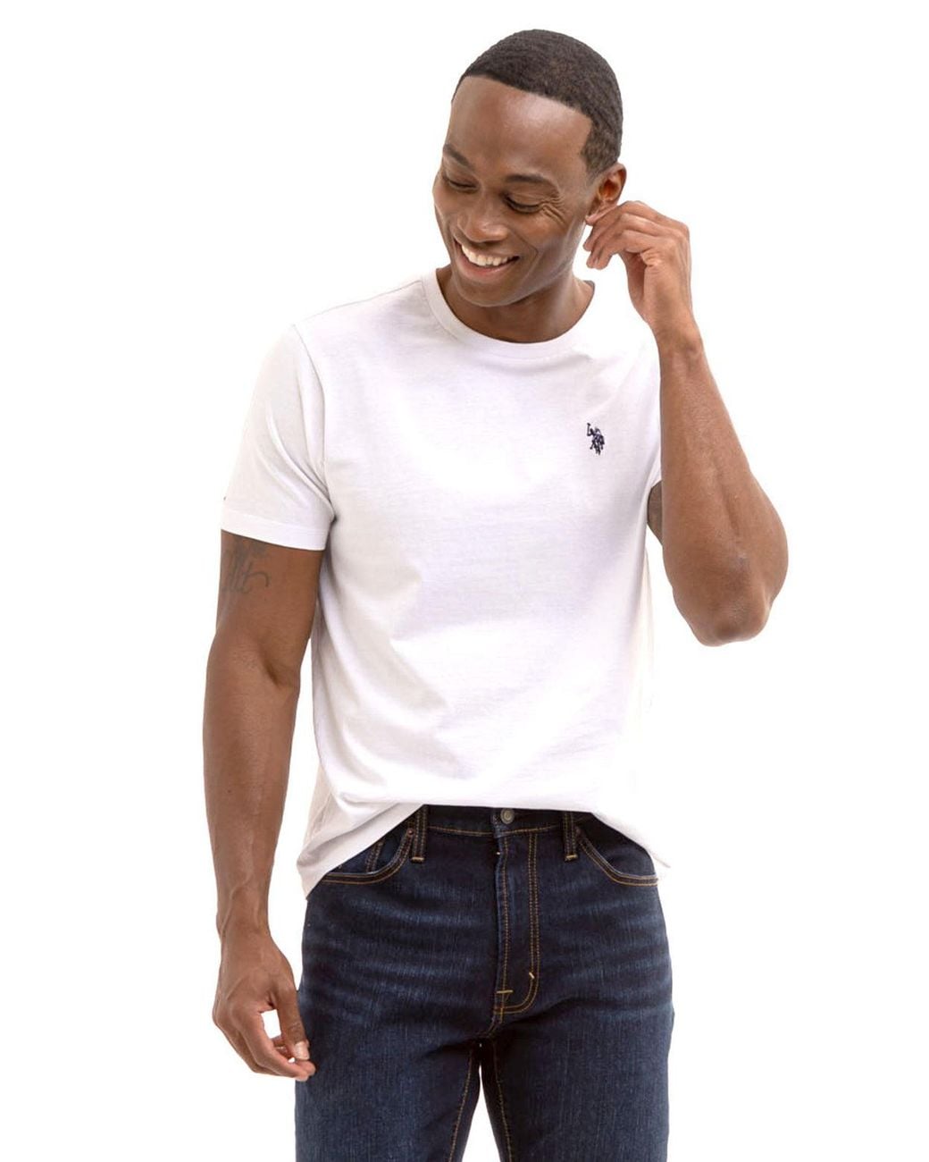 U.S. POLO ASSN. Blue Solid Crew Neck T-Shirt for men