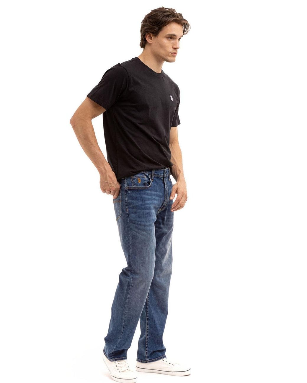 U.S. POLO ASSN. Blue Solid Crew Neck T-Shirt for men