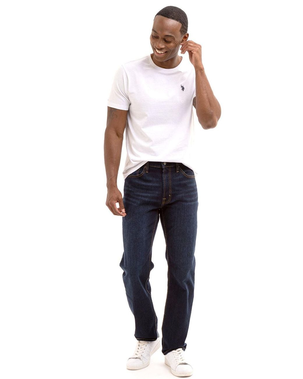 U.S. POLO ASSN. Blue Solid Crew Neck T-Shirt for men