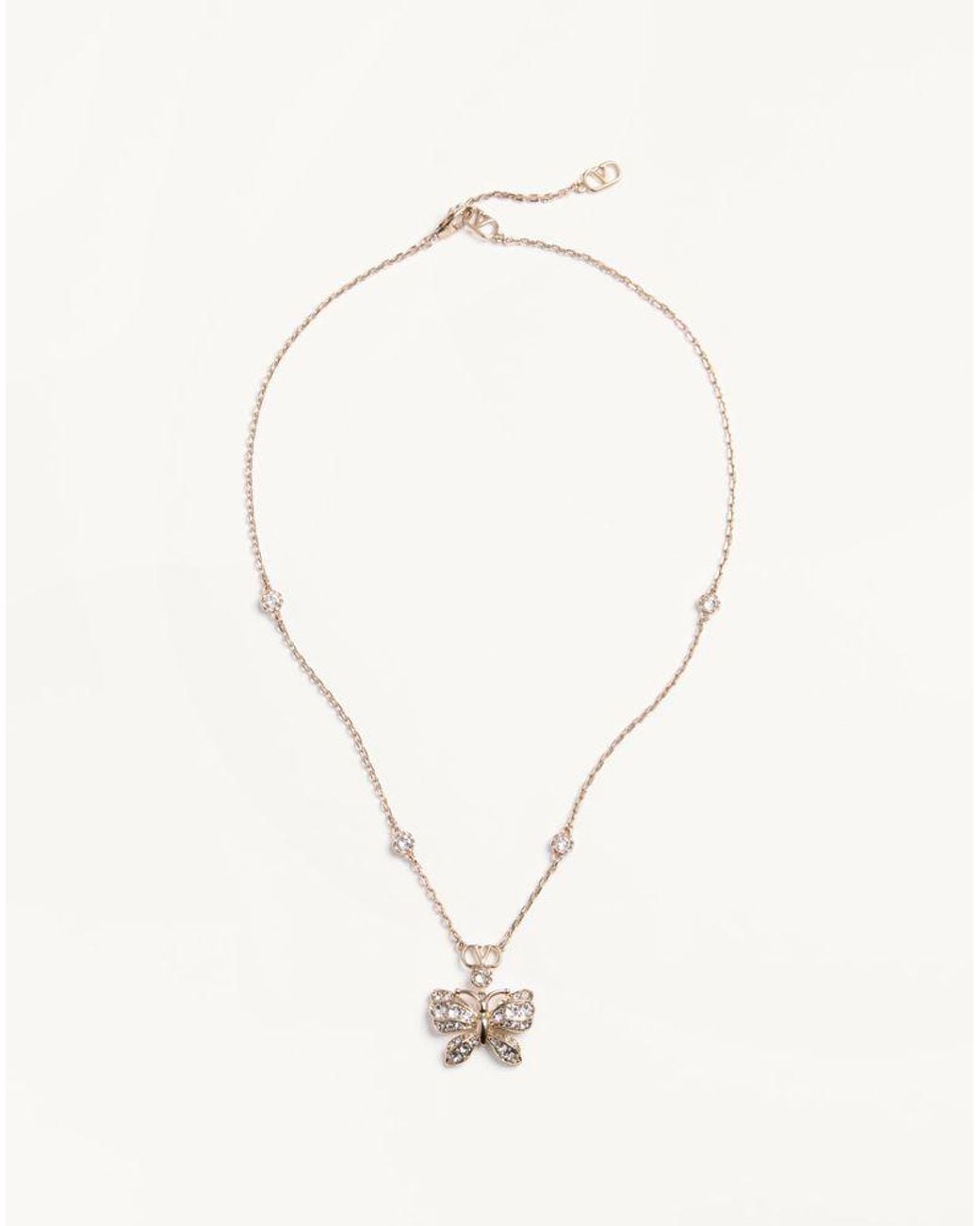 Valentino Garavani Natural Flutterby Metal And Swarovski Crystals Necklace
