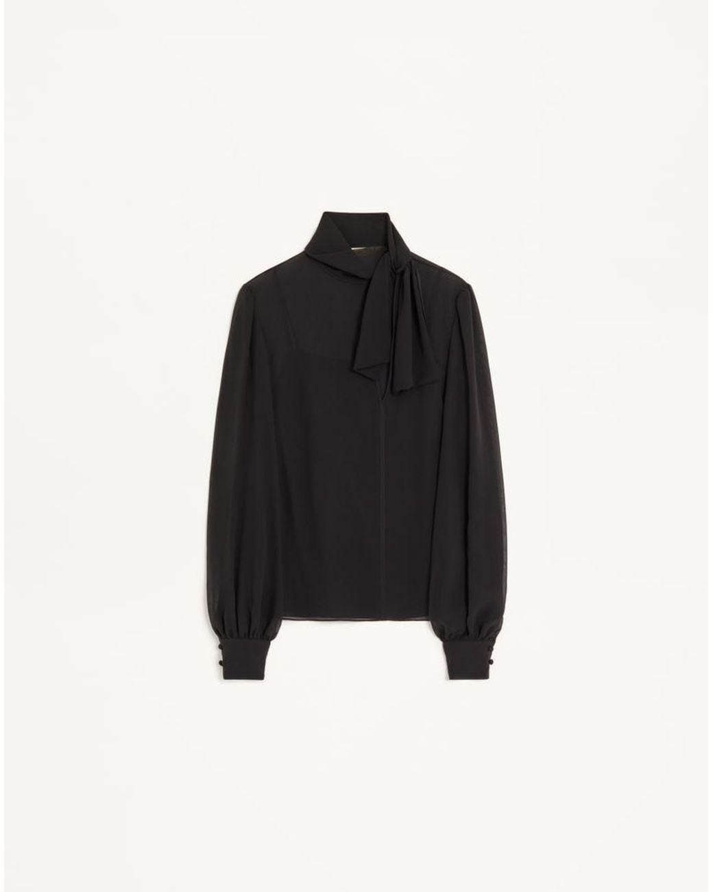 Valentino Black Light Georgette Top With Scarf