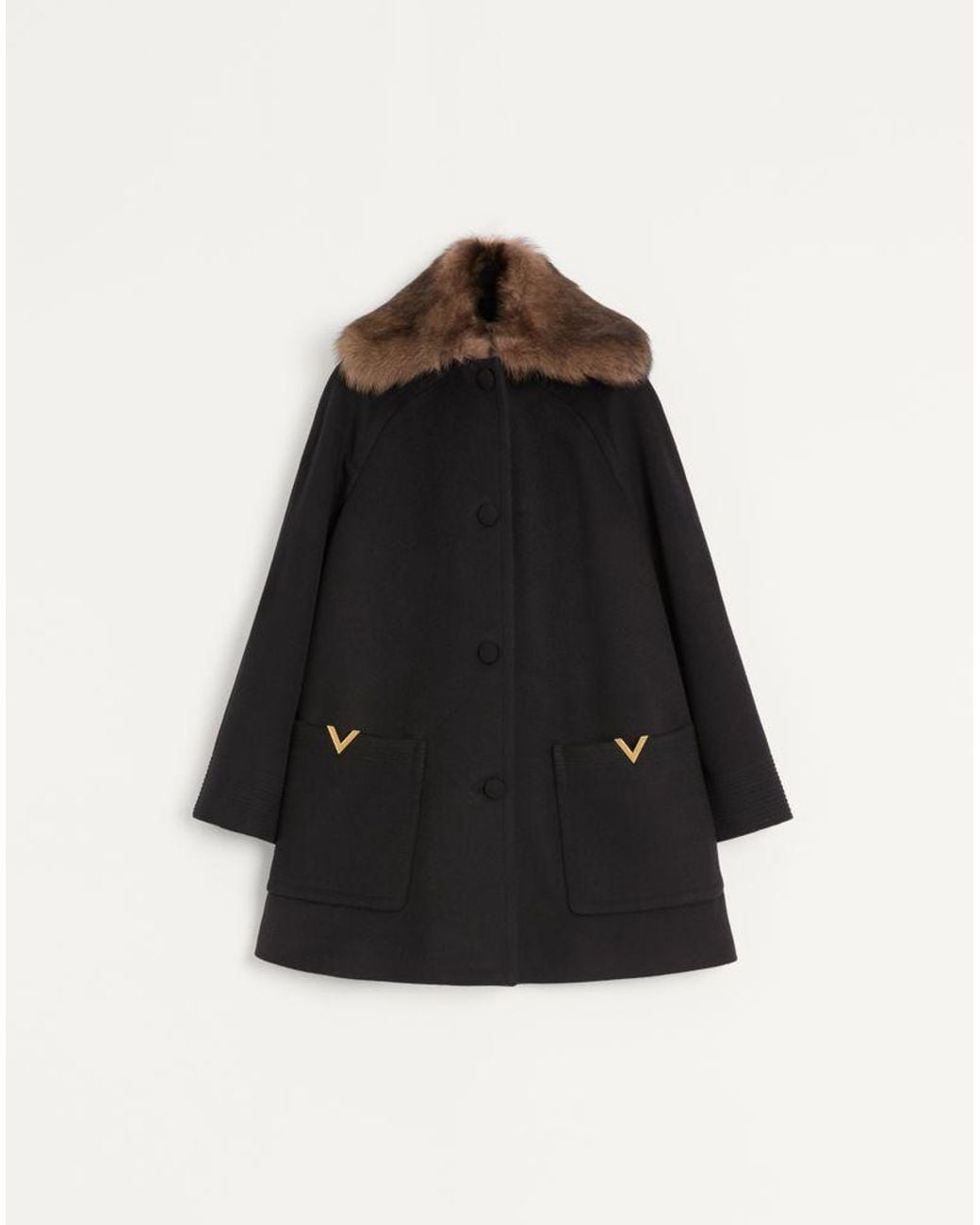 Valentino Black Wool Drap Coat 40