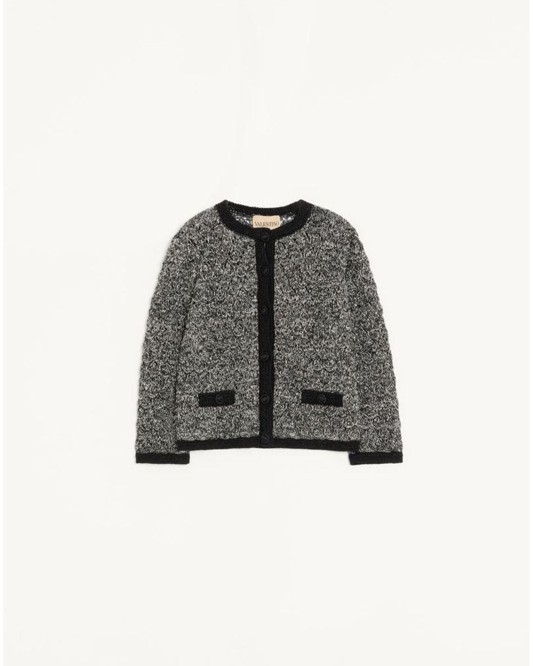 Valentino Gray Linen And Lurex Knitted Jacket