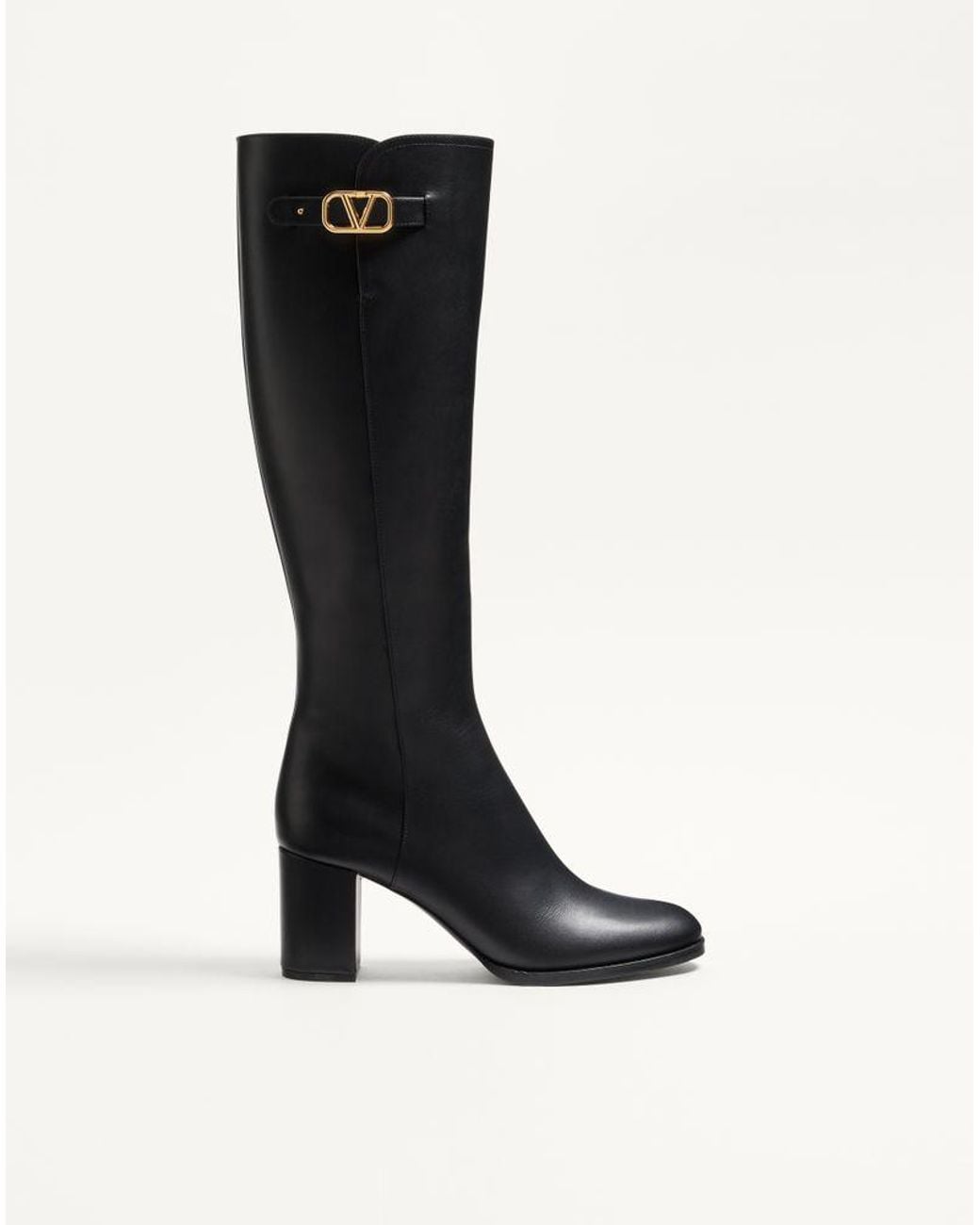 Valentino Garavani Black Vlogo Signature Calfskin Boot 70Mm 35.5