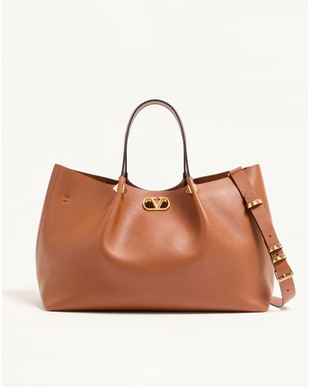 Valentino Garavani Brown Large Soft Leather Shopping Bag