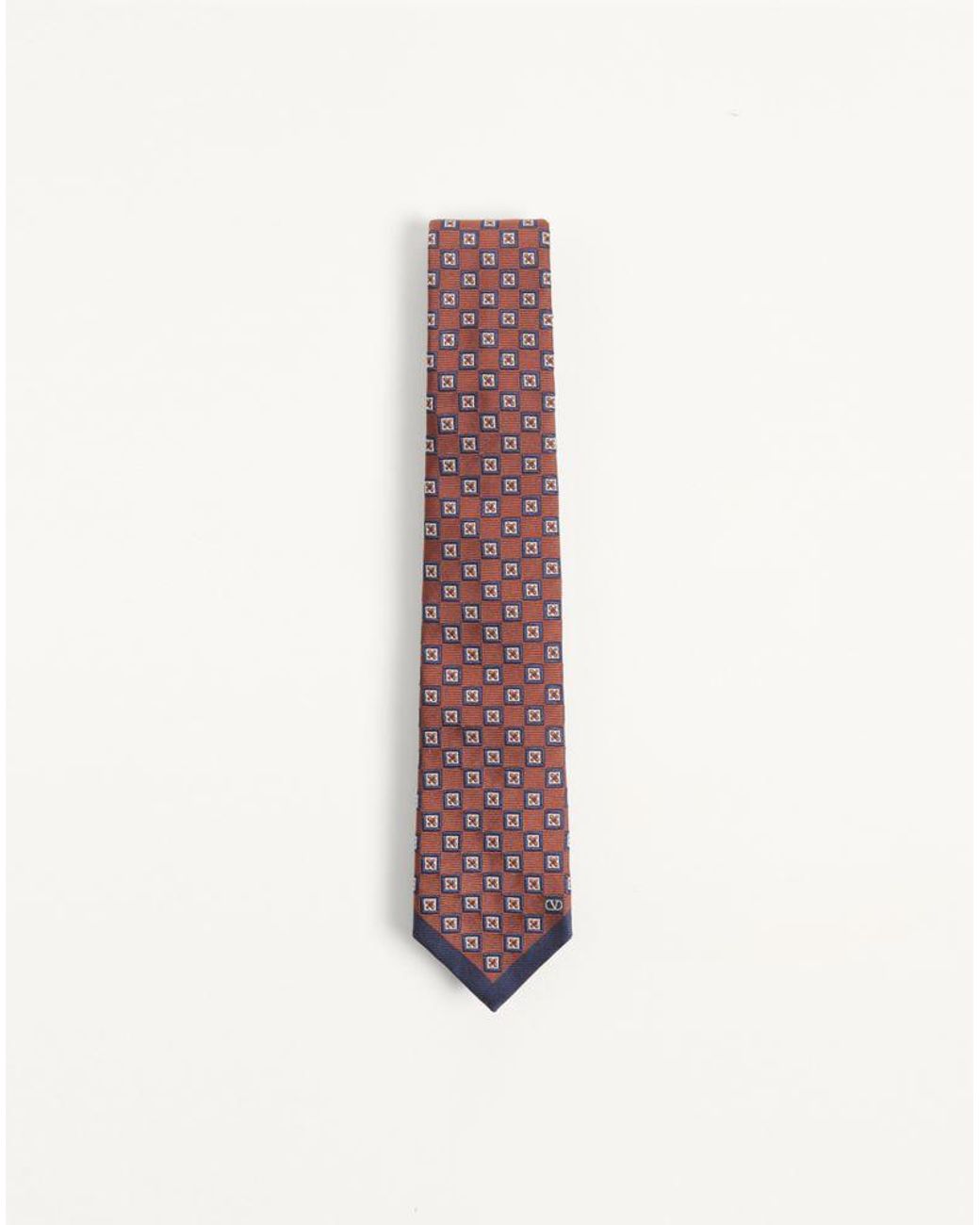 Valentino Garavani White Valentie Jacquard Silk Tie With Geometric Pattern for men