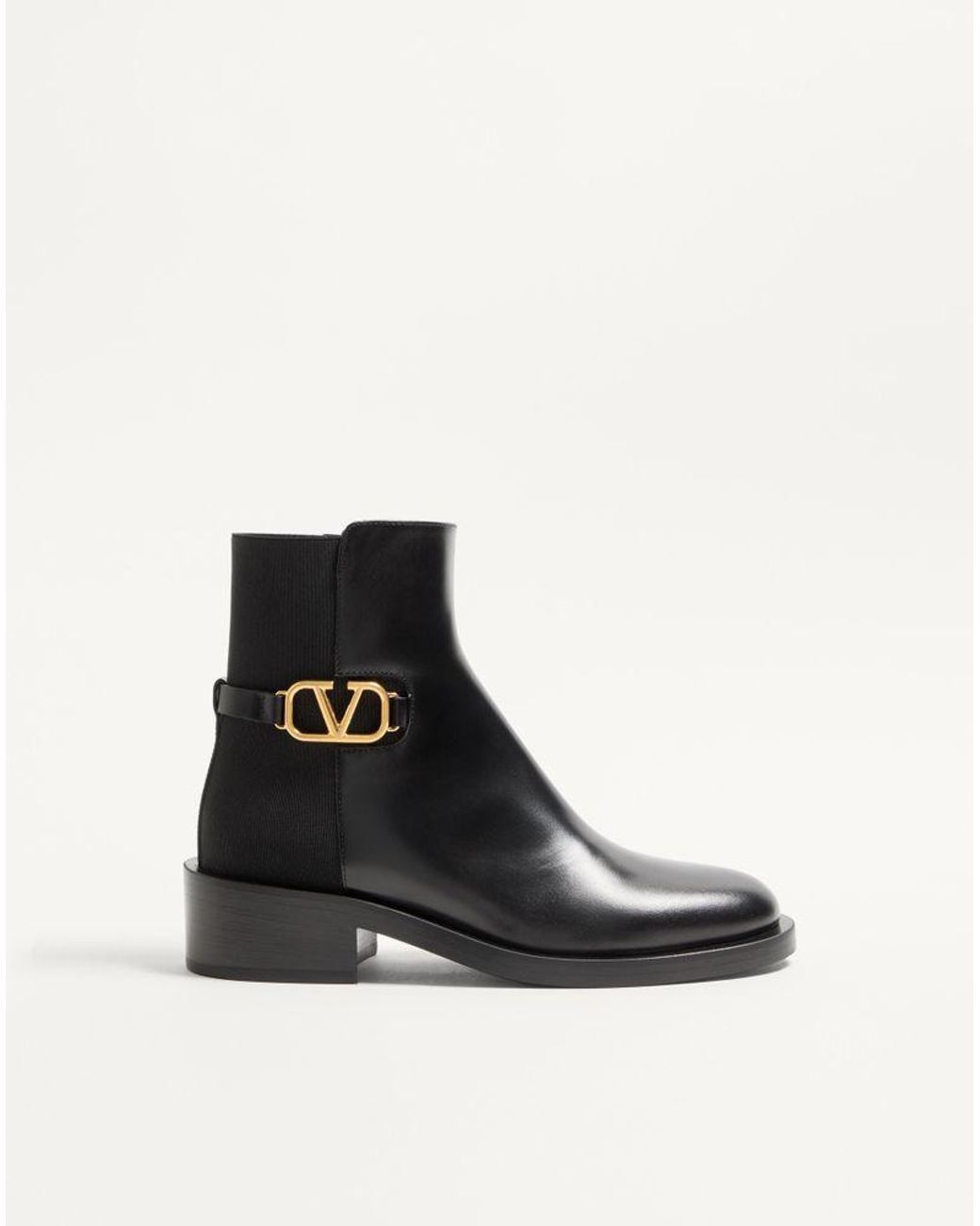 Valentino Garavani Black Vlogo Signature Calfskin Ankle Boot 30Mm 35.5