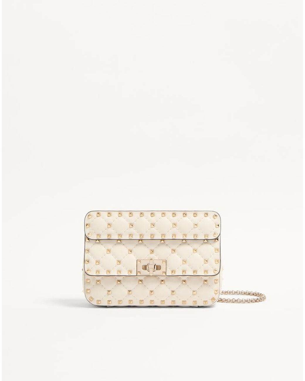 Valentino Garavani Natural Rockstud Spike Small Shoulder Bag