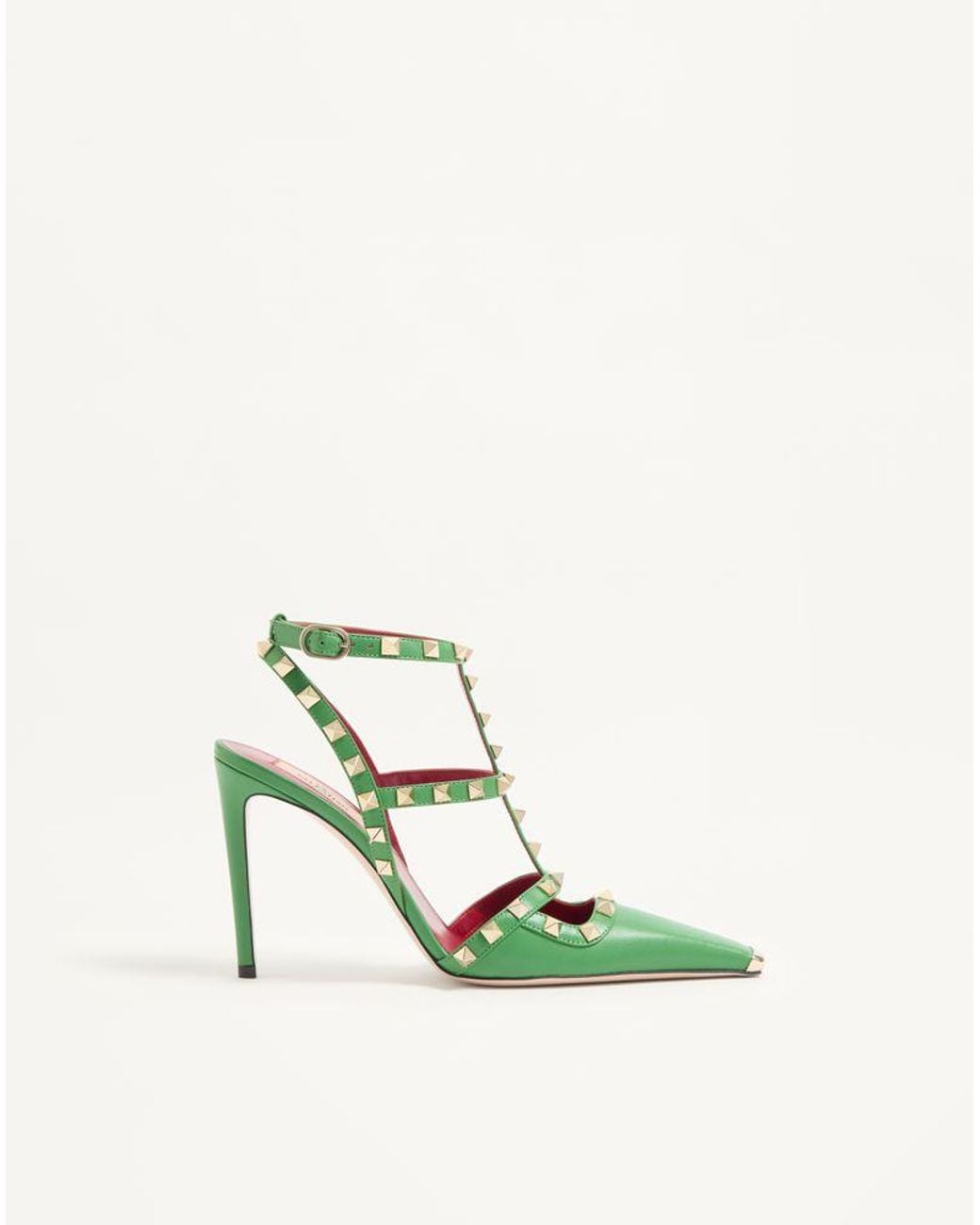 Valentino Garavani Green Rockstud Kidskin Pumps 100Mm 36