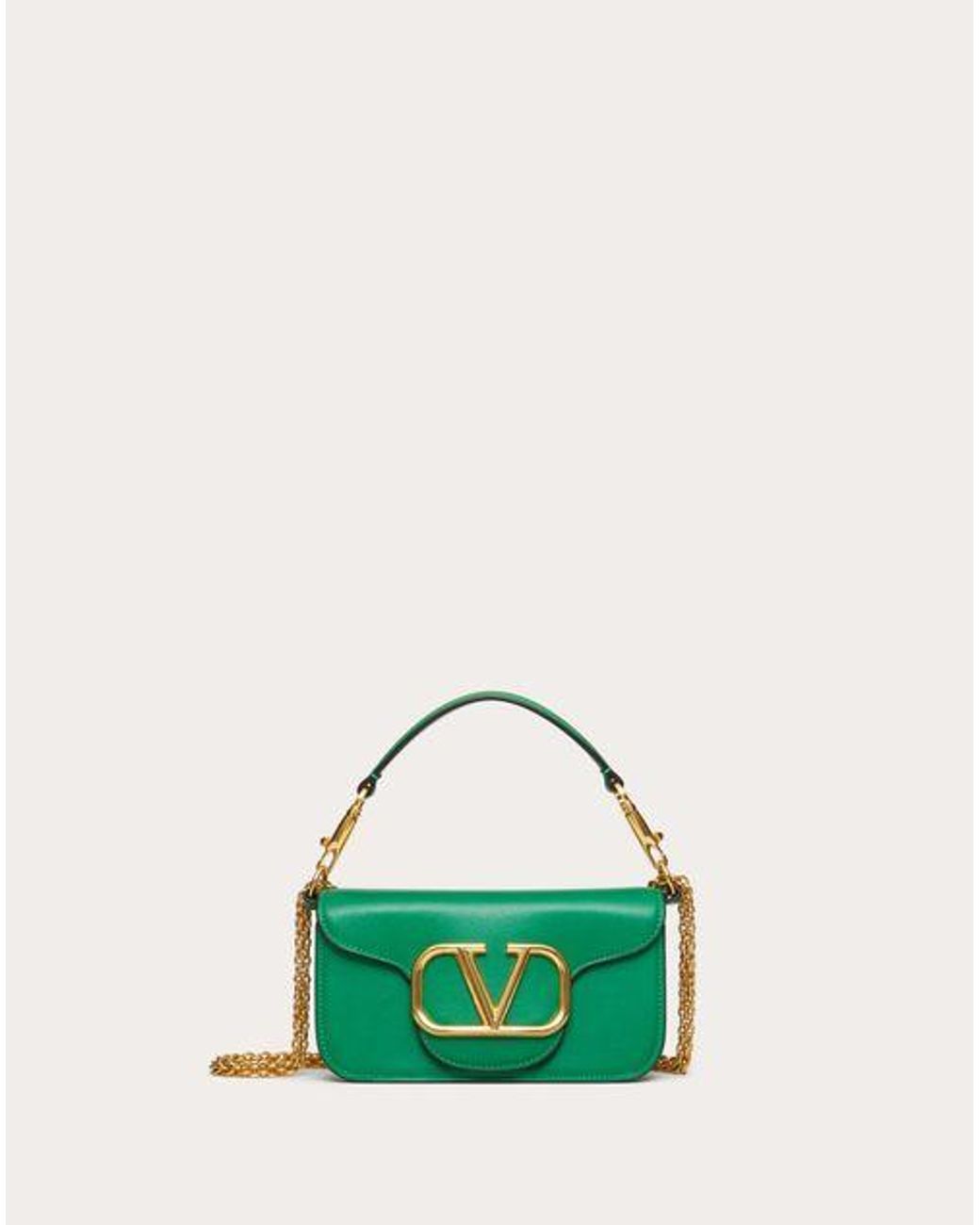 Valentino Garavani Small V Logo Chain Shoulder Bag in Antique
