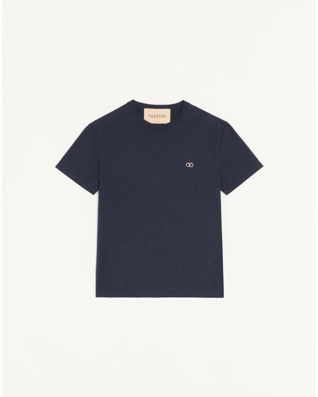 Valentino Blue Cotton T-Shirt With Vlogo Embroidery for men