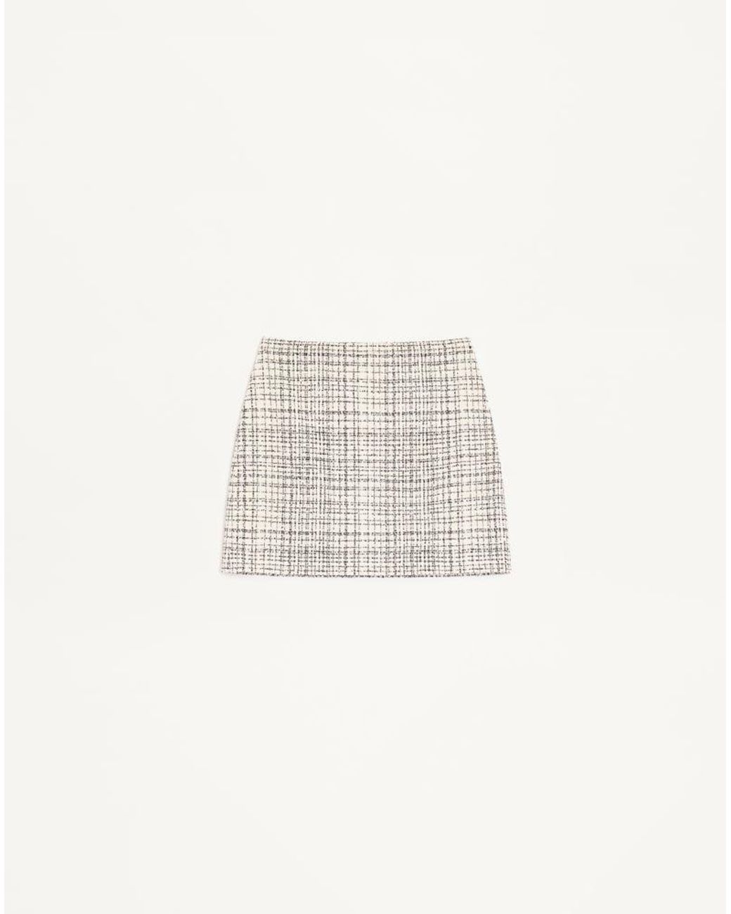 Valentino White Square Tweed Mini Skirt 36