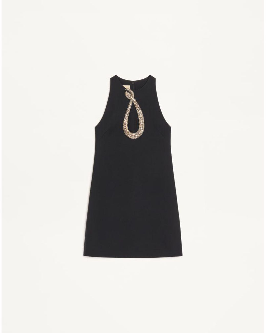 Valentino Black Embroidered Crepe Couture Short Dress