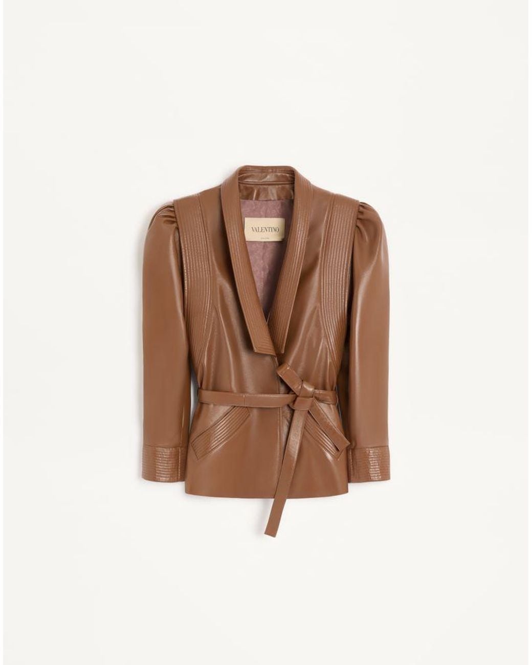 Valentino Brown Nappa Leather Jacket 38