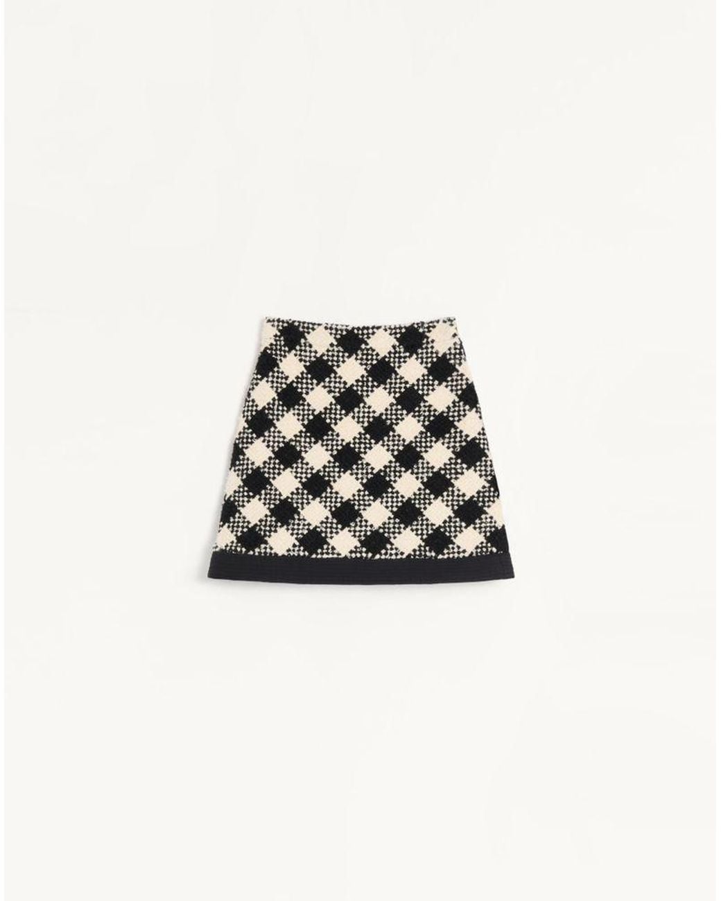 Valentino White Damier Tweed Short Skirt 36