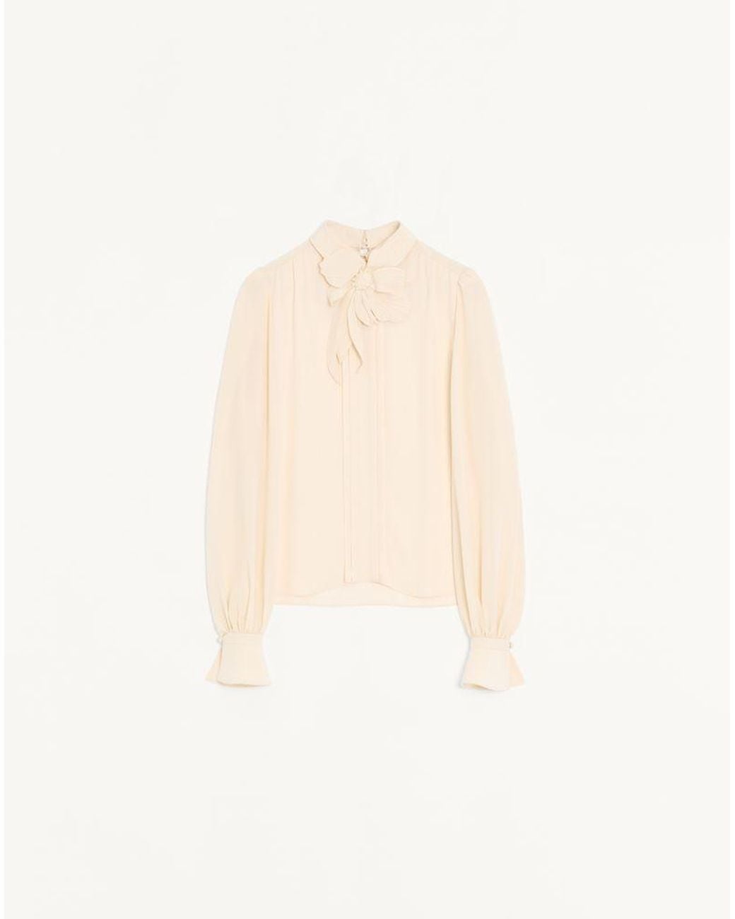 Valentino White Embroidered Crepe De Chine Top