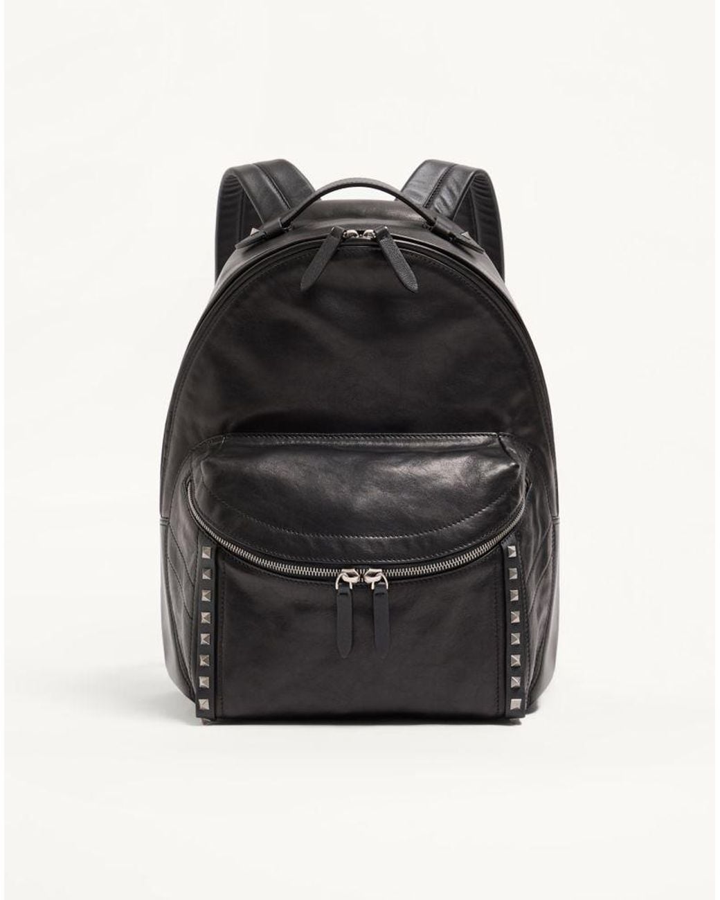 Valentino Garavani Black Rockstud Calfskin Backpack for men