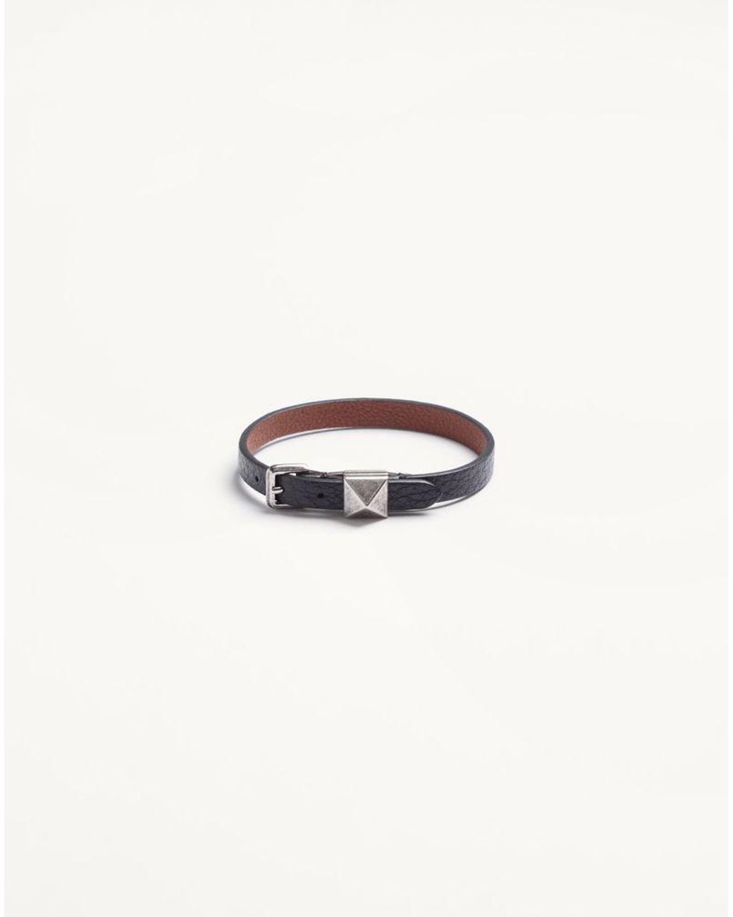 Valentino Garavani White Rockstud Leather Bracelet for men