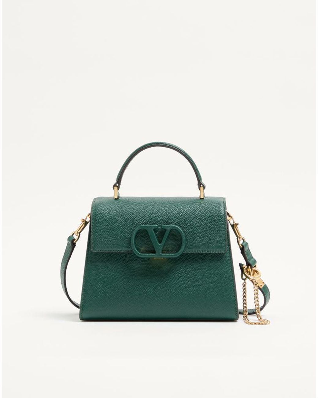 Valentino Garavani Green Small Vsling Grainy Calfskin Handbag
