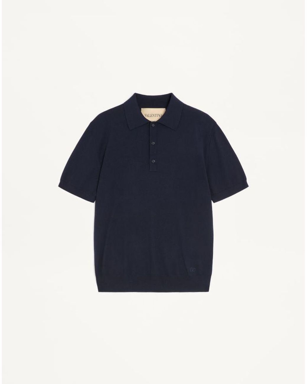 Valentino Blue Wool Polo With Vlogo Embroidery for men