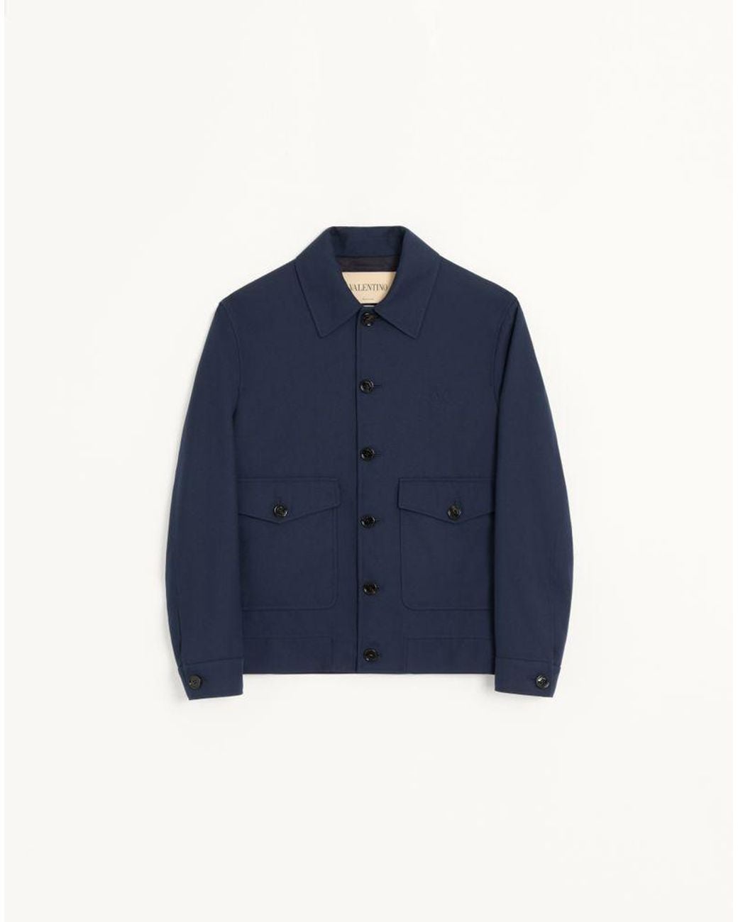 Valentino Blue Nylon And Viscose Drill Jacket With Vlogo Signature Embroidery for men
