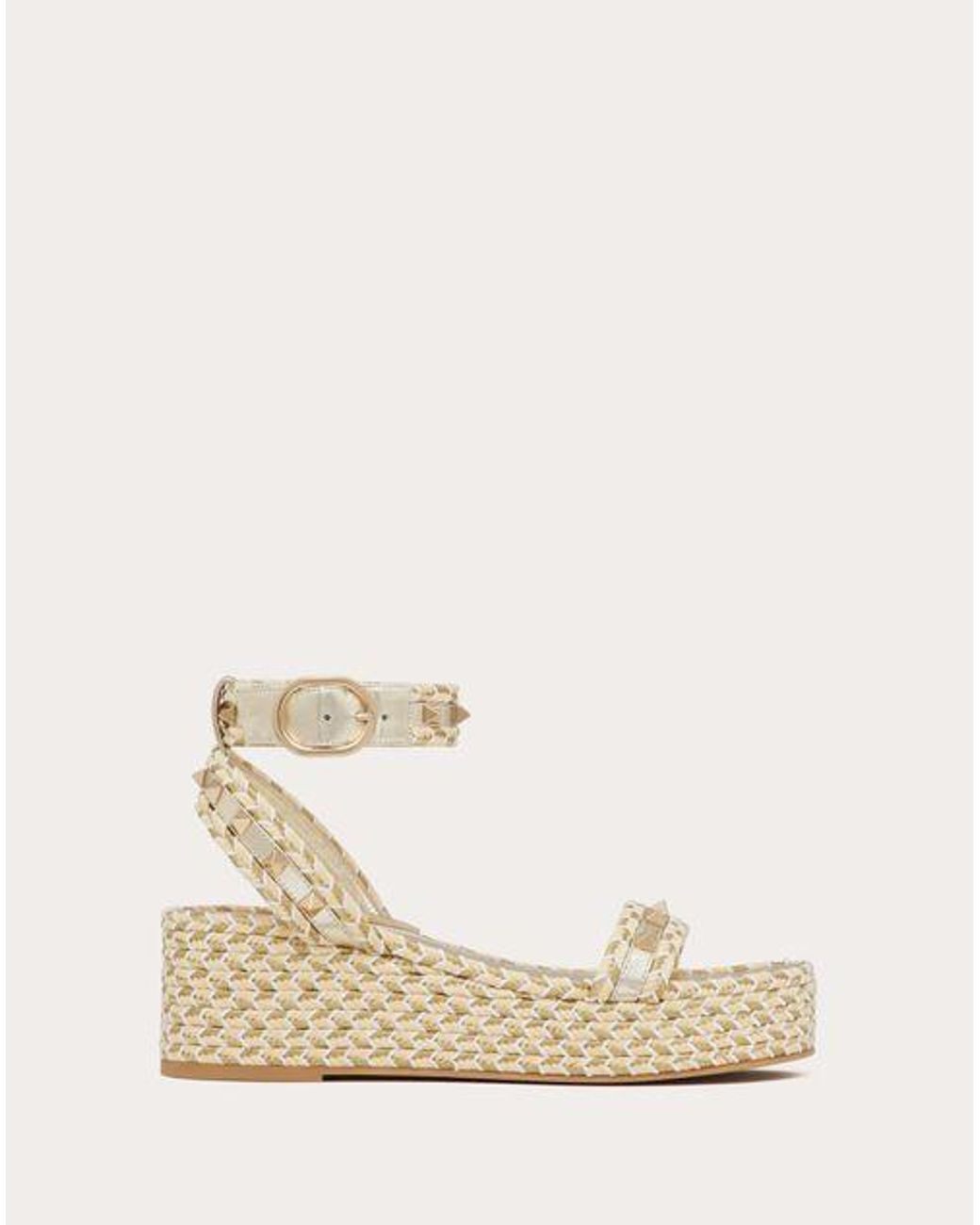 Valentino garavani rockstud flatform leather espadrille sandals sale