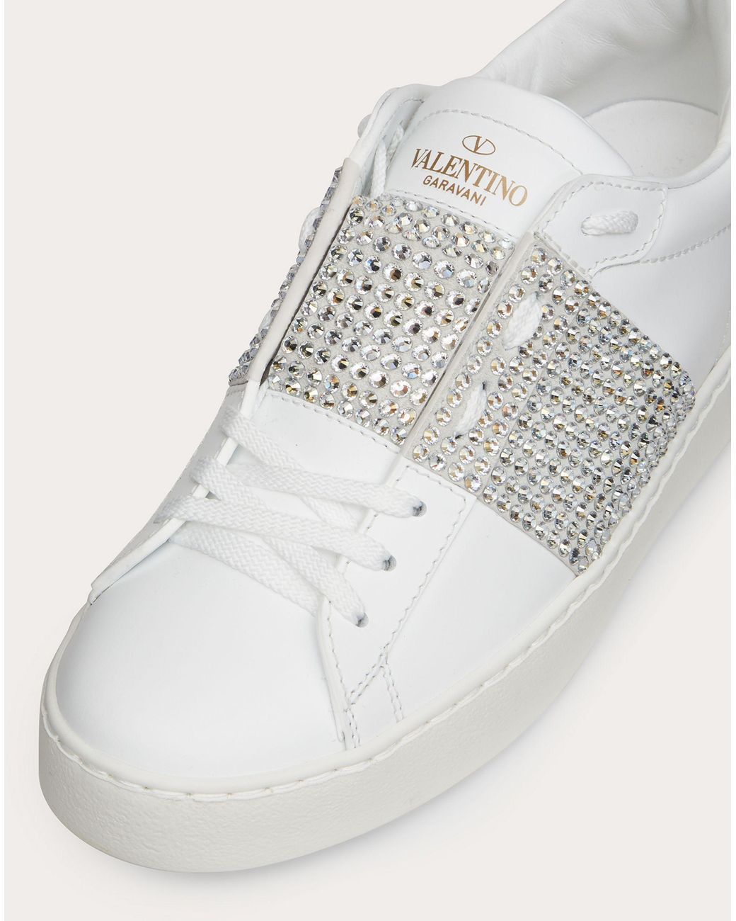 I detaljer Panorama omfatte Valentino Garavani Open Sneaker With Crystals in White | Lyst