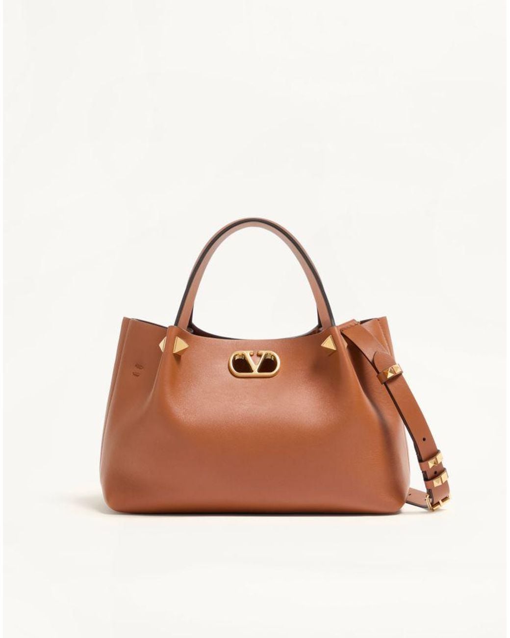 Valentino Garavani Brown Small Soft Leather Shopping Bag