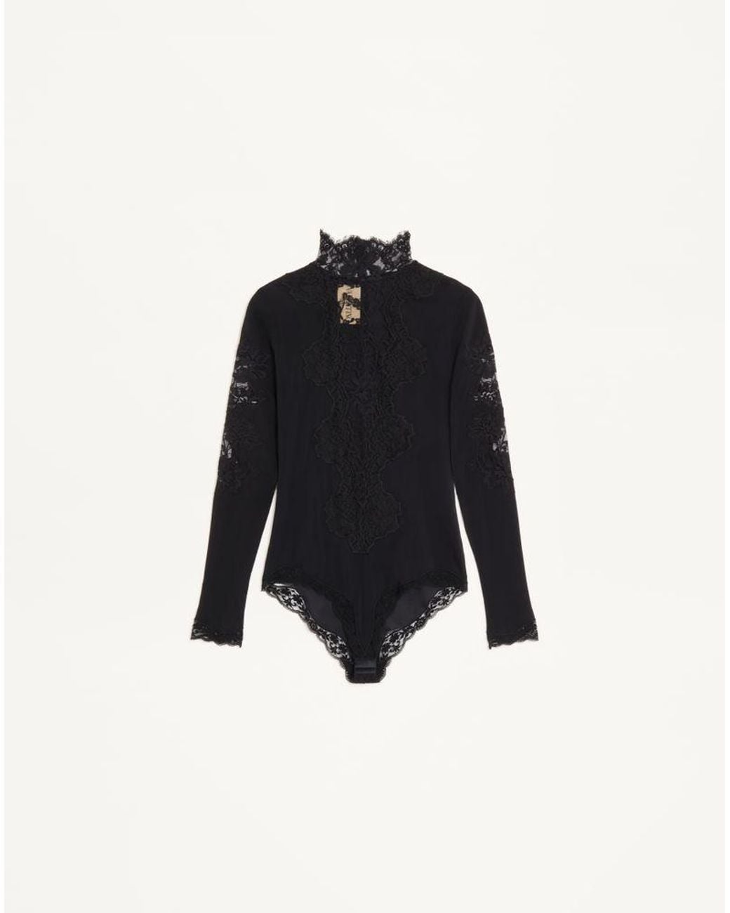 Valentino Blue Jersey Bodysuit With Lace